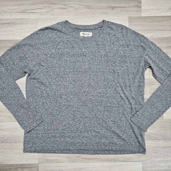 Madewell Womens Gray Solud Tshirt Small Longsleeve Oversized - Picture 1 of 8